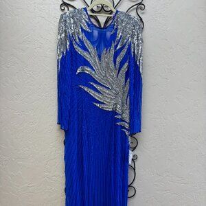 Royal Blue Beaded Long Formal Dress